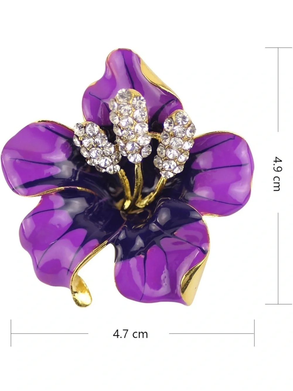 Anthropologie Purple and Gold Floral Crystal Brooch